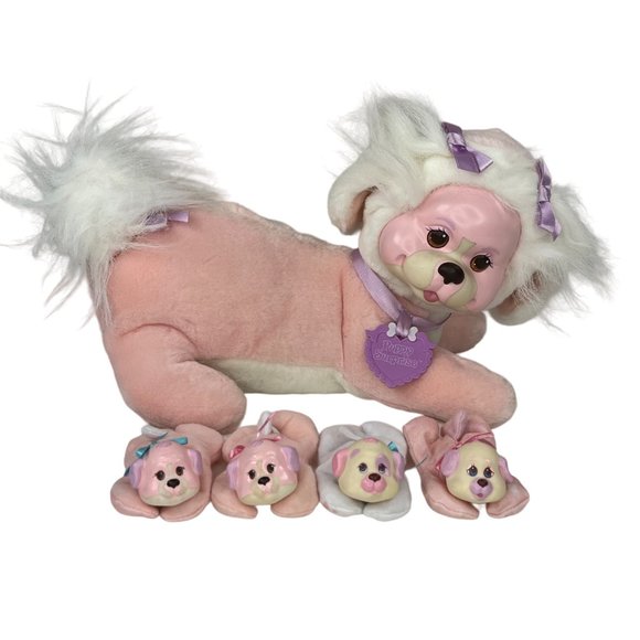 Hasbro Toys Vtg Puppy Surprise Plush Dog 4 Puppies 991 Hasbro Pink
